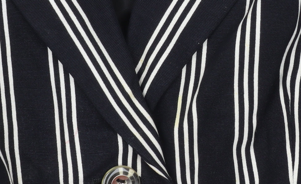 Gerry Weber Women’s Black Striped Short Sleeve Viscose Shirt Blazer Size 38
