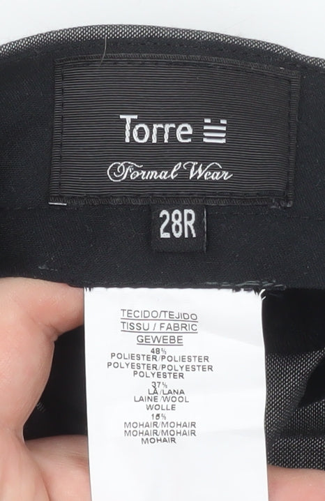 Torre Boys Grey Formal Wool Blend Dress Trousers 28R Belted Smart Pants
