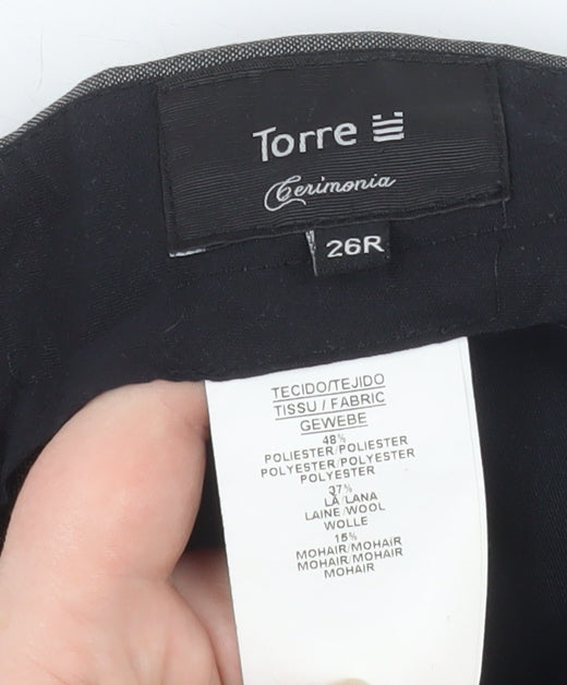 Torre Cerimonia Womens Grey Wool Mohair Dress Pants 26R Adjustable Waist