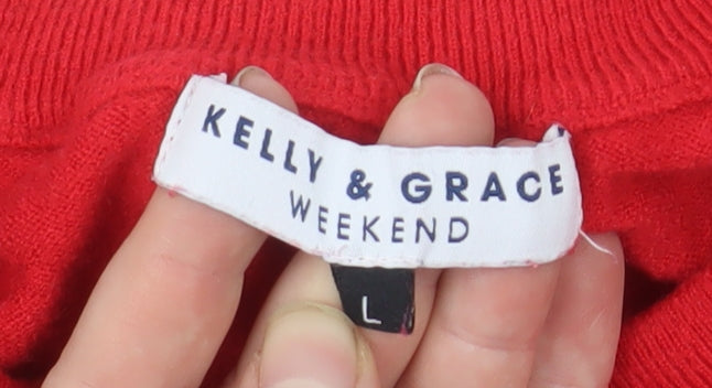 Kelly & Grace Women's Red Knit Pullover Jumper Size L
