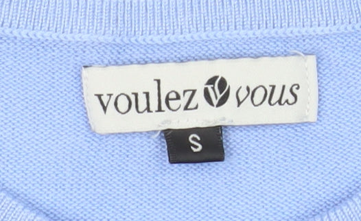 Voulez Vous Women Light Blue Henley Jumper Size S Long Sleeve Knit