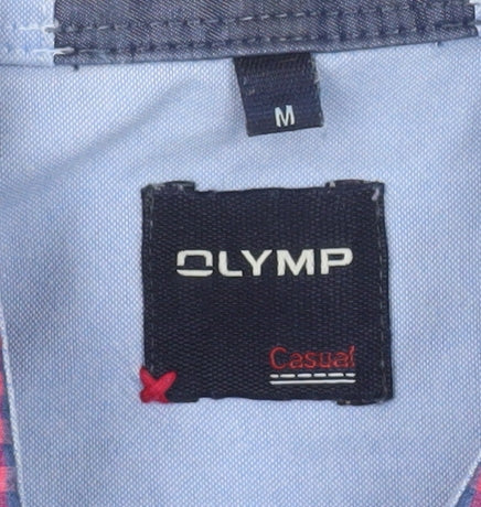OLYMP Men Red Check Long Sleeve Cotton Button-Up Shirt M