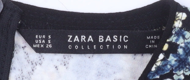 Zara Women Multicoloured Floral Shift Dress Size 8 Long Sleeve