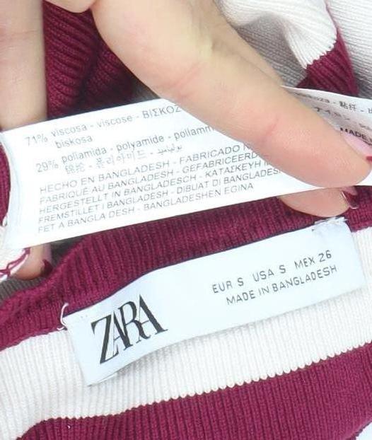 Zara Women Multicoloured Striped Crew Neck Pullover Jumper Size S