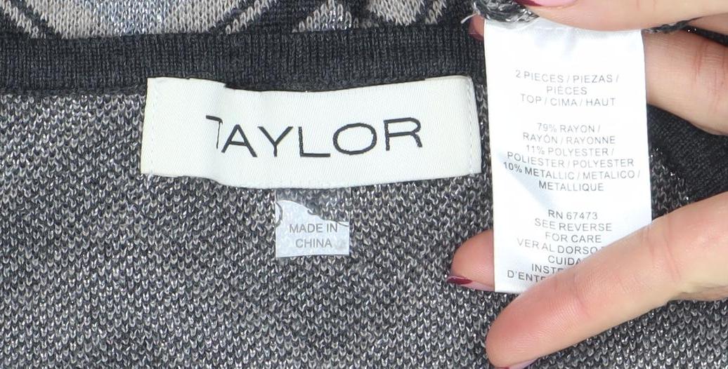 Taylor Women's Grey Square Neck Long Sleeve Knit Jumper Size M