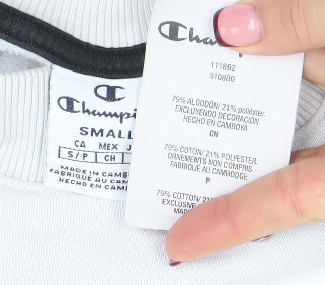 Champion Women's Black and White Crew Neck Pullover Sweatshirt Small