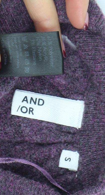 AND/OR Unisex Purple Knit High Neck Pullover Jumper Size S