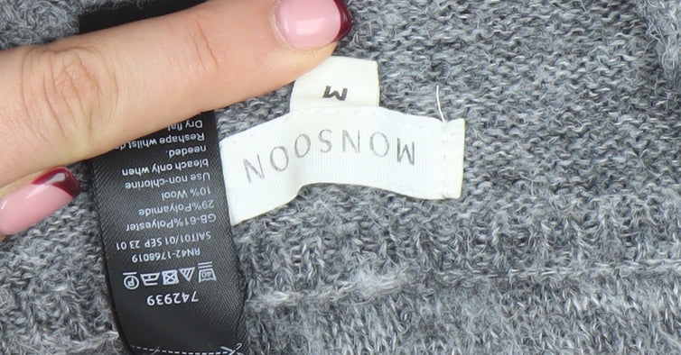 Monsoon Women’s Grey Fair Isle Mock Neck Wool Blend Jumper Size M