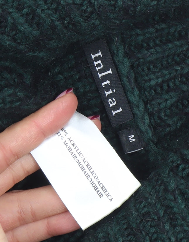 Initial Womens Green Roll Neck Chunky Knit Long Sleeve Jumper M