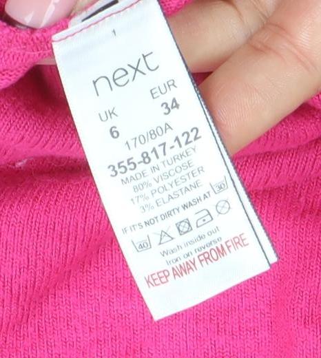 Next Women’s Pink and Red Crew Neck Star Sleeve Pullover Jumper Size 6