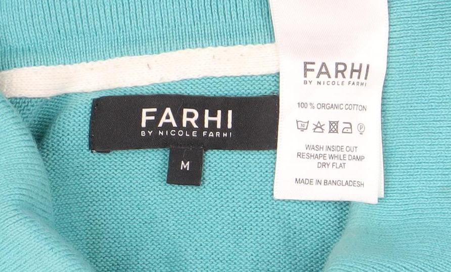 Farhi by Nicole Farhi Men's Blue 1/4 Zip Cotton Polo Shirt Size M