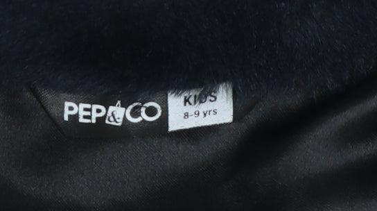 Pep&Co Girls Black Faux Fur Waistcoat 8-9 Years Lined Soft Shell