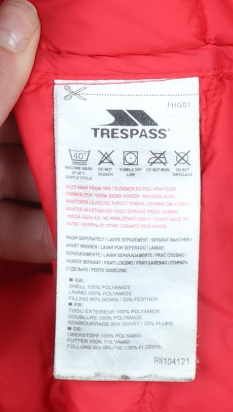 Trespass Womens Red Hooded Puffer Jacket XXS Down Filled Warm Coat