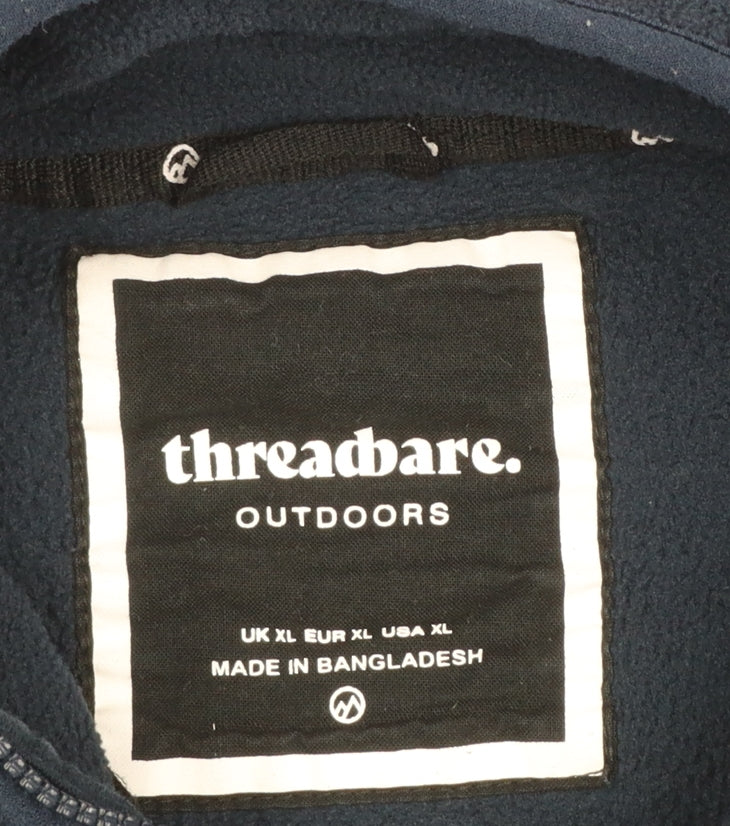 Threadbare Mens Blue XL 1/4 Zip Quilted Fleece Sweatshirt