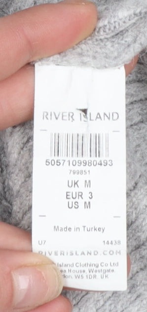 River Island Women’s Grey Mock Neck Knit Jumper Size M