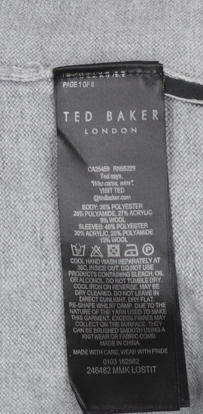 Ted Baker Men’s Grey High Neck 1/2 Zip Jumper Size L