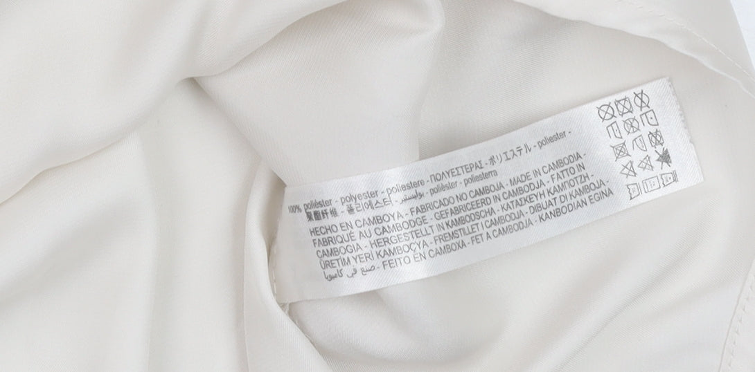 Zara Women Ivory Button-Up Long Sleeve Woven Blouse Size S