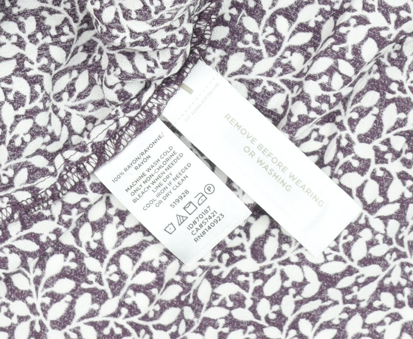 LOFT Women's Purple Floral Rayon A-Line Knee Length Dress Size 8