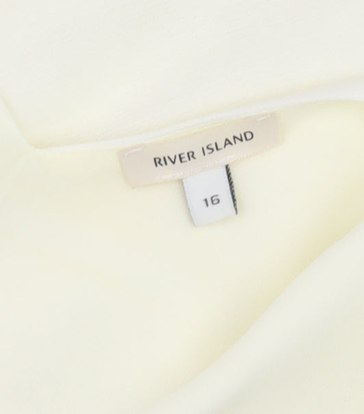 River Island Women Ivory Camisole V-Neck Spaghetti Strap Top Size 16