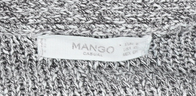 Mango Women’s Grey Knit Cardigan Size S Open Front Pockets Casual