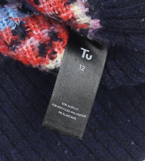 Tu Women’s Multicoloured Fair Isle Knit Jumper Size 12 Crew Neck