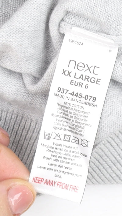 Next Men Grey 2XL Crew Neck Cotton Pullover Jumper