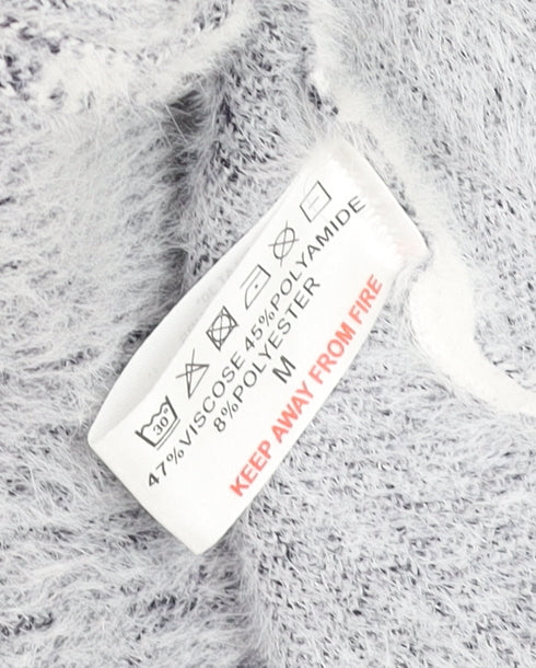 Pebble Bay Women White Check Knit Longline Cardigan M
