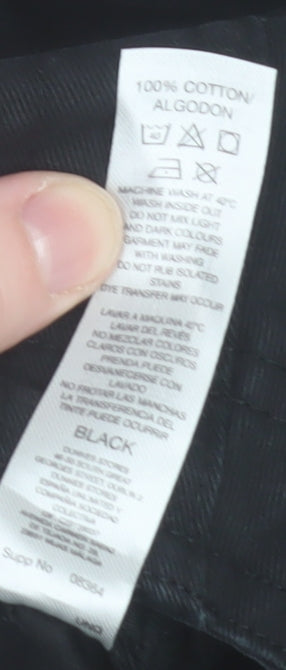 Dunnes Mens Black Cargo Trousers Size 18 Regular Cotton Straight Leg