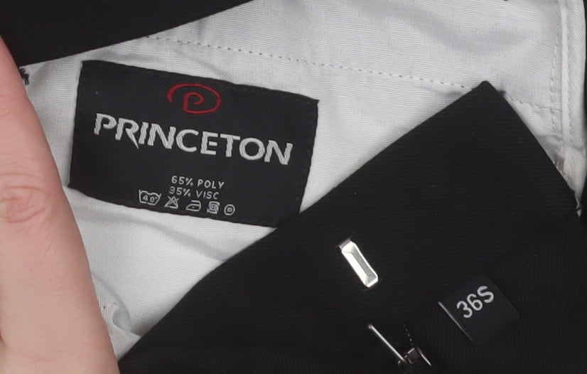 Princeton Men's Black 36S Regular Fit Dress Trousers