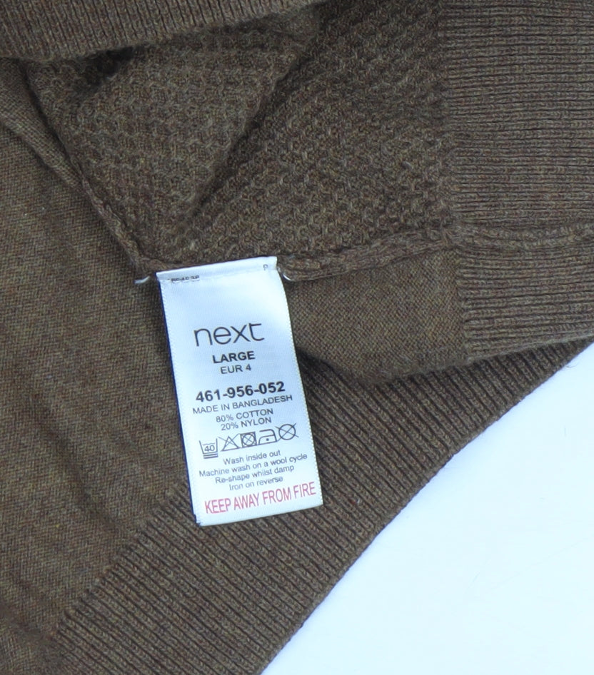 Next Men's Brown Cotton Blend Crew Neck Jumper Size L
