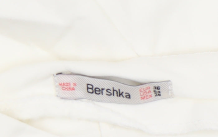 Bershka Women's Ivory Chino Shorts Size 8 with Buckle Detail