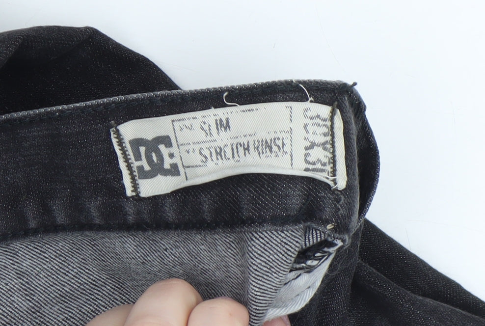 DC Mens Black Slim Fit Straight Stretch Denim Jeans Size M