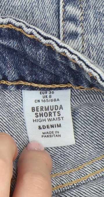 &Denim Womens Blue Size 8 High Waist Bermuda Denim Shorts