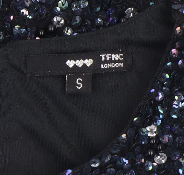 TFNC Women Black Sequin Beaded Cropped Tank Top Size S