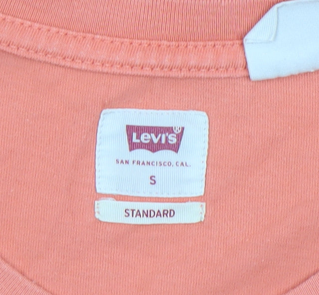 Levi's Men's Orange Cotton Crew Neck Classic Fit T-Shirt Size S