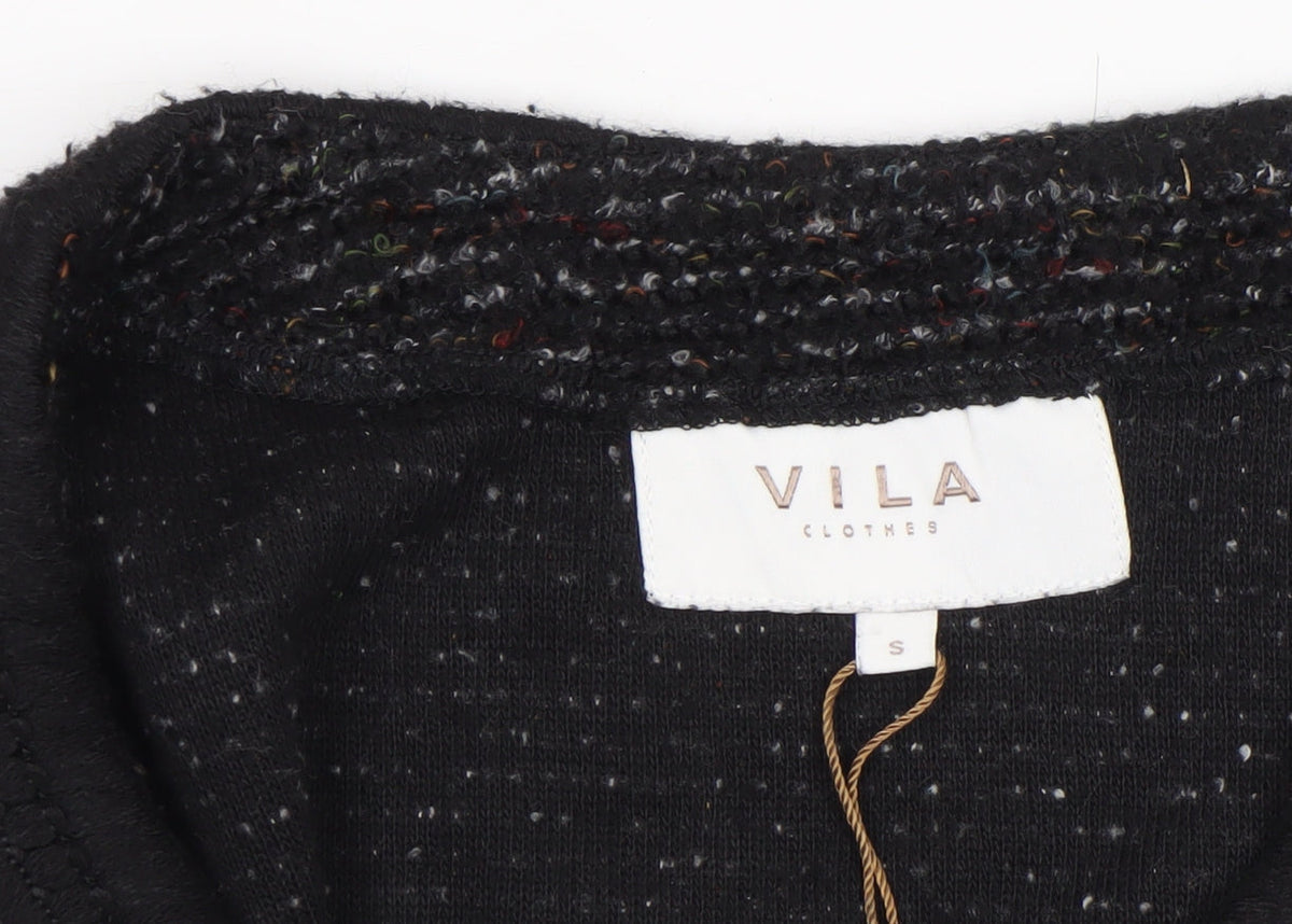 Vila Womens Black Knit Cardigan Small Long Sleeve Blazer Style