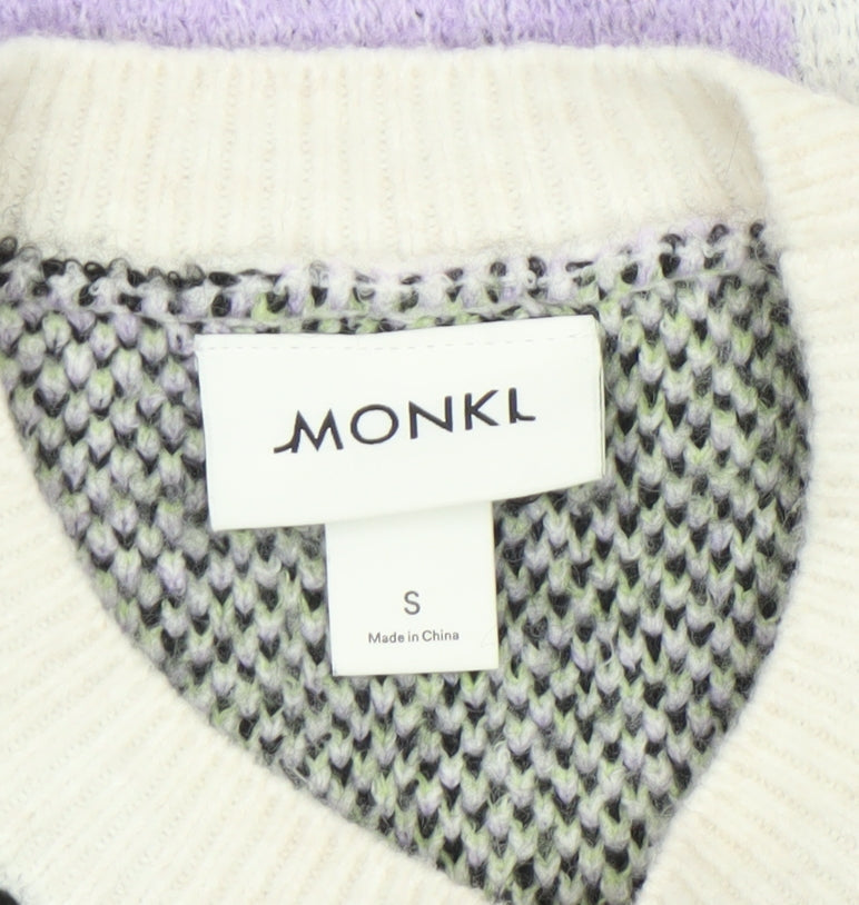 Monki Women’s Multicoloured Pullover Jumper Size S Crew Neck Knit