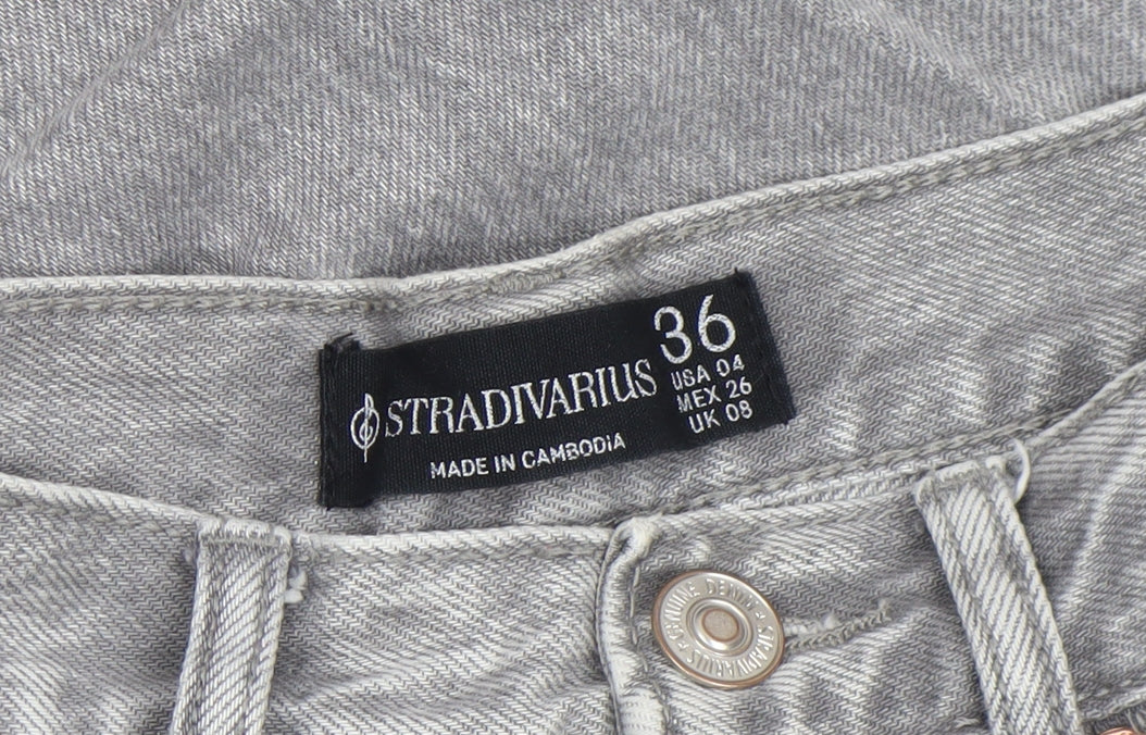 Stradivarius Women's Grey High Rise Straight Leg Jeans Size 8