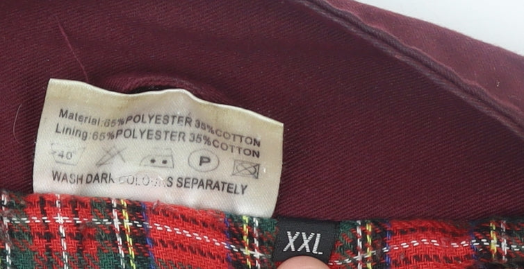 Cotton Works Men’s Burgundy Bomber Jacket 2XL Lined Classic Casual Zip