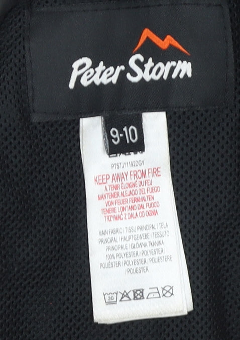 Peter Storm Boys Black Camouflage Hooded Waterproof Rain Coat 9-10 Years