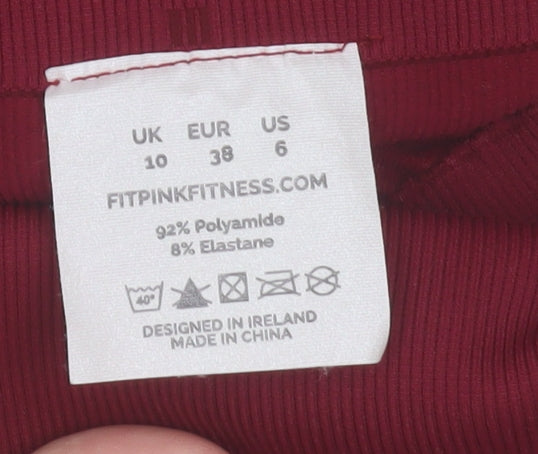 Fit Pink Women's Red Seamless High Rise Ankle Gym Leggings Size 10