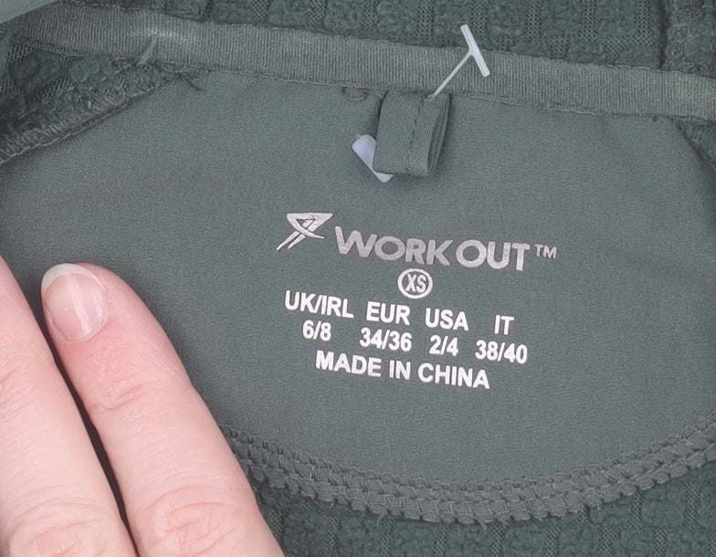 WORK OUT Womens Green XS Softshell Hooded Zip Jacket