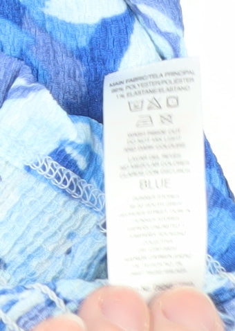 Gallery Women’s Blue Floral Wrap Blouse Size 14 Long Sleeve