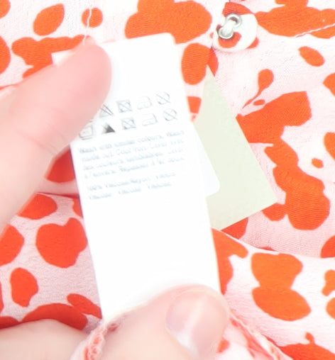 River Island Women Orange Polka Dot Button-Up Blouse Size 10