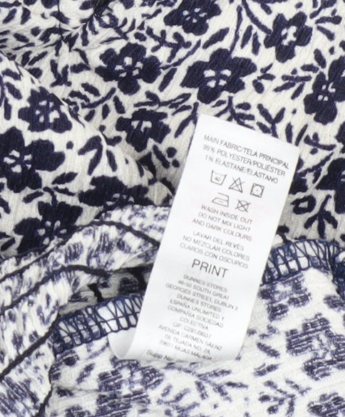 Savida Women's Blue Floral Ruffle Tunic Blouse Size 12