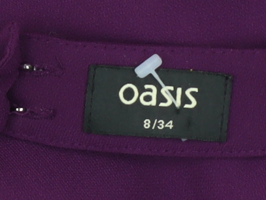Oasis Women's Purple Bodycon Party Dress Size 8 with Beaded Shoulders