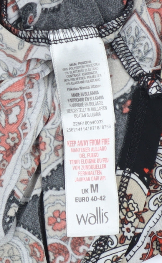 Wallis Women's Multicoloured Paisley Tunic Blouse UK M 3/4 Sleeve