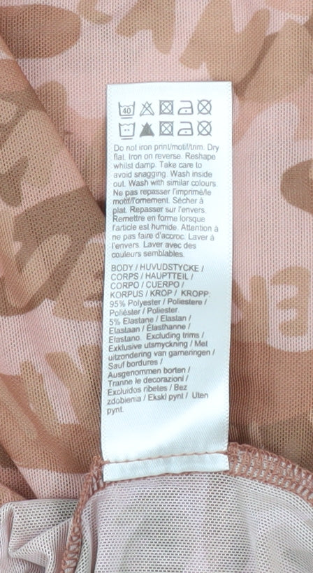 River Island Women’s Brown Camouflage Mesh Long Sleeve T-Shirt Size 18