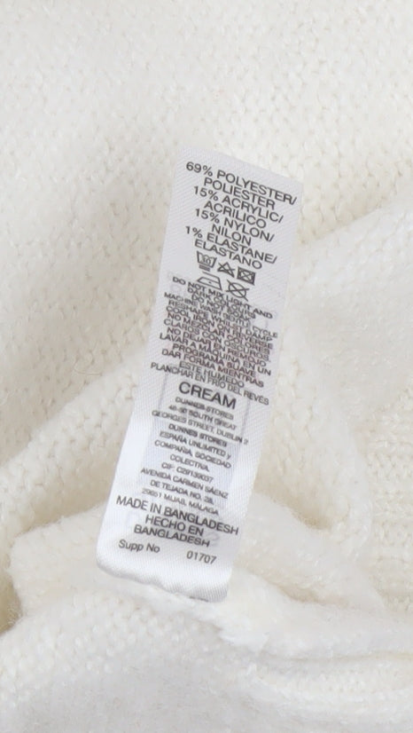 Dunnes Women Cream Open Cardigan Small Polyester Blend Longline