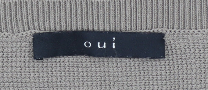 Oui Women’s Beige Boat Neck Tie Side Knit Jumper Size 14